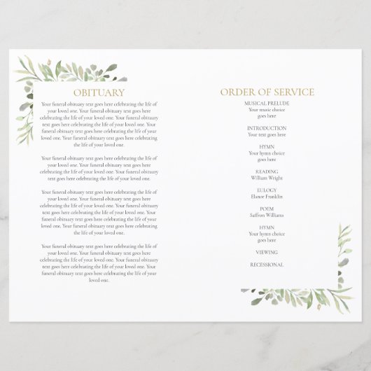 Programme Funéraire De Foliage De L'Ordre Bleu Du  (Dos)