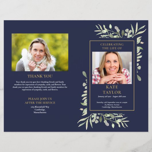 Programme Funéraire De Foliage De L'Ordre Bleu Du (Devant)