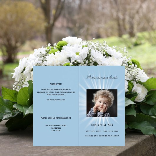 Programme funéraire de garçon photo bleu