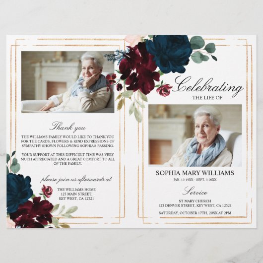 Programme funéraire de la Marine et de la Bourgogn (Devant)