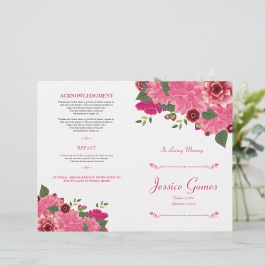 Programme funéraire de l'ordre de service Circulai (Debout devant)