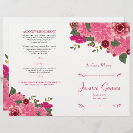 Programme funéraire de l'ordre de service Circulai (Devant / Derrière)