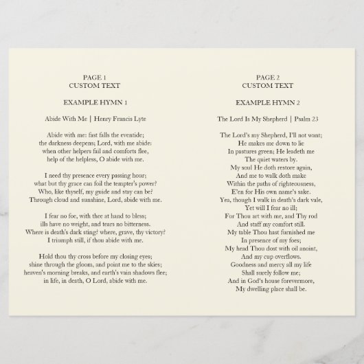 Programme funéraire de l'ordre de service de la cr (Dos)