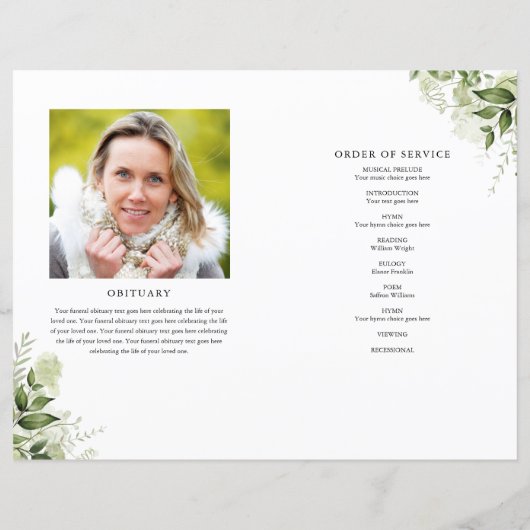 Programme Funéraire De L'Ordre De Service Photo De (Dos)