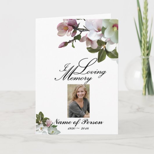 Programme funéraire de Magnolia Fleurs Blanches (Devant)