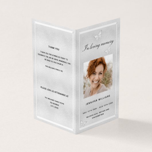 Programme funéraire de papillon en argent (Outside)