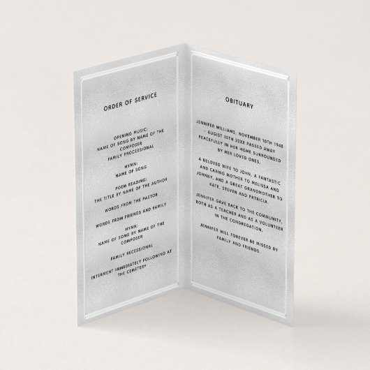 Programme funéraire de papillon en argent (Inside)