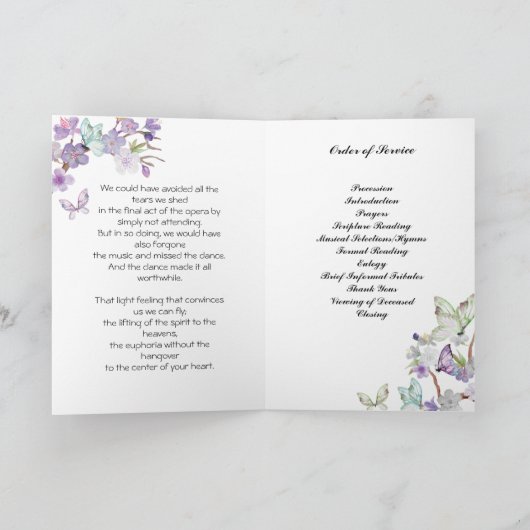 Programme funéraire de papillons de fleurs de ceri (Intérieur)