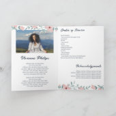 Programme funéraire de photo florale blanche et ro (Intérieur)