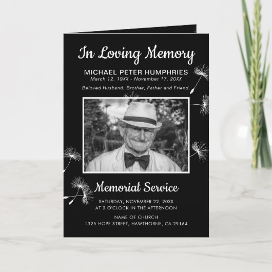 Programme funéraire de Wish Photo | Ordre de servi (Devant)