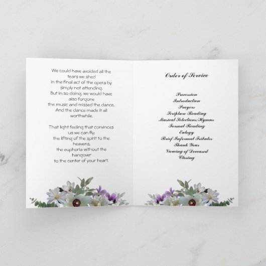 Programme funéraire des fleurs blanches (Intérieur)