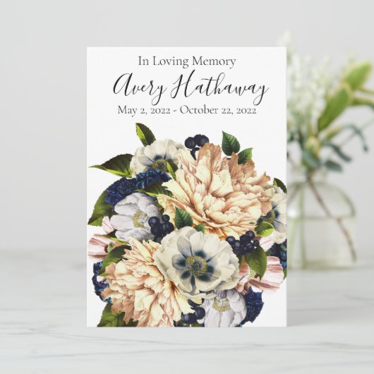 Programme funéraire du bouquet bleu (Debout devant)