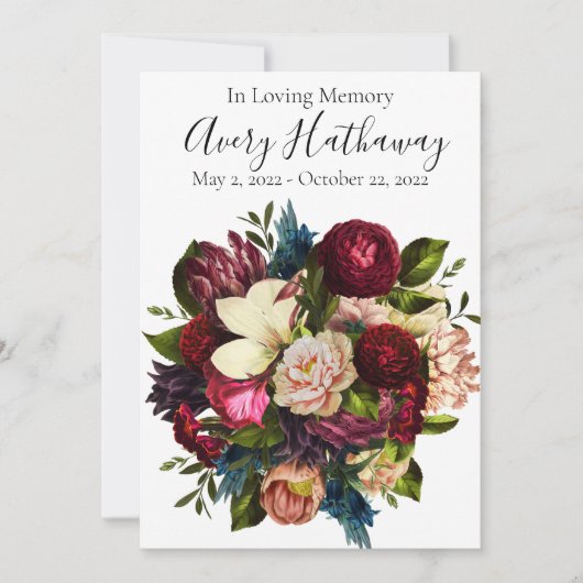 Programme funéraire du Bouquet de fleurs rouges pr (Devant)