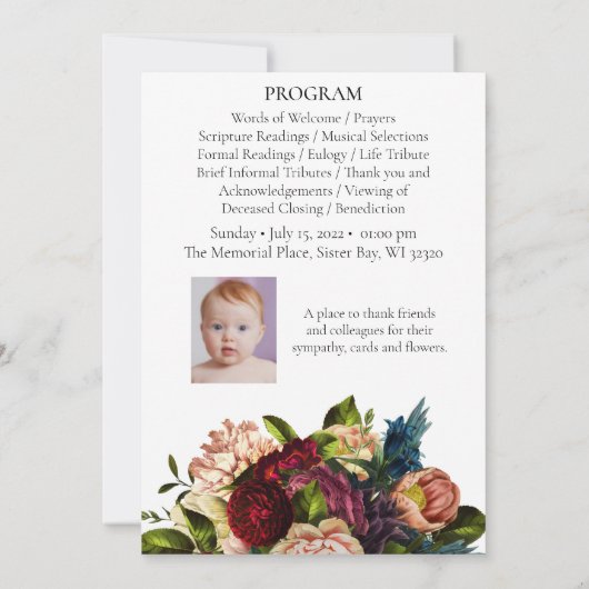 Programme funéraire du Bouquet de fleurs rouges pr (Dos)