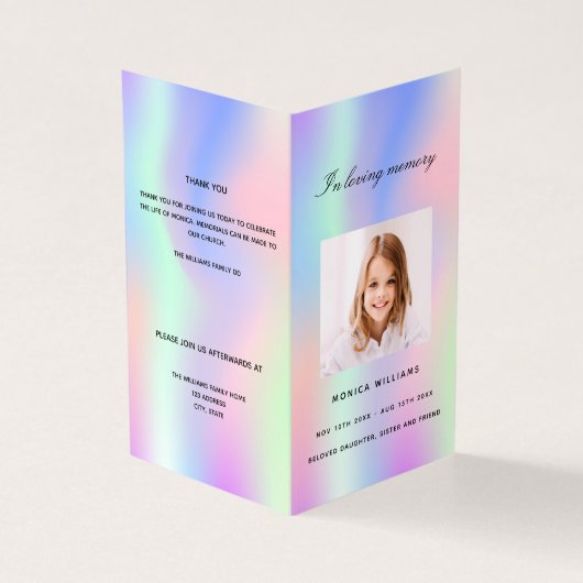 Programme funéraire en violet rose arc-en-ciel (Outside)