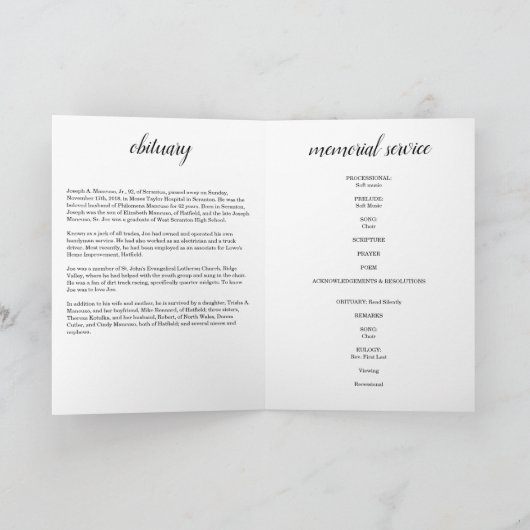 Programme funéraire espagnol Service commémoratif (Intérieur)