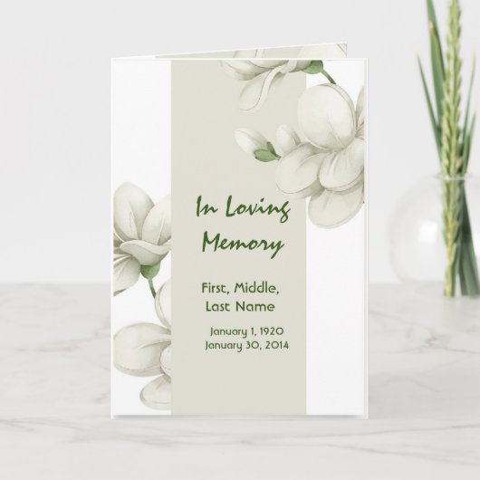 Programme funéraire Fleurs blanches personnalisées (Devant)