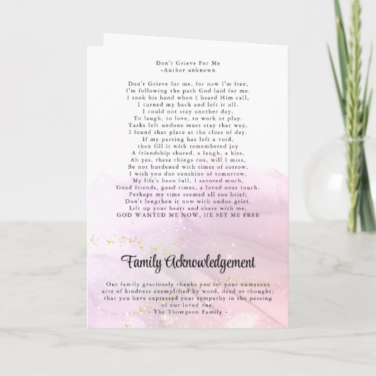 Programme funéraire floral en marbre rose et or (Dos)