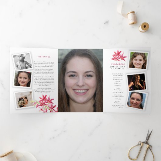 Programme funéraire joaillerie rouge orchidée fleu (Intérieur)