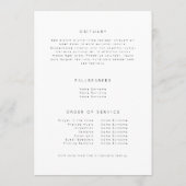 Programme funéraire Minimaliste Blanc En Mémoire A (Dos)