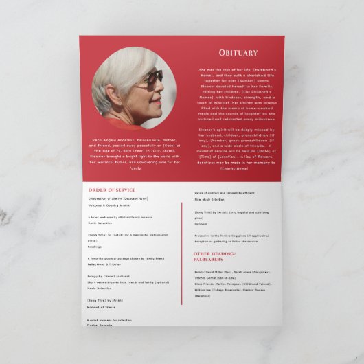 Programme funéraire Modèle Memorial Celebration Li (Intérieur)