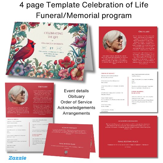 Programme funéraire Modèle Memorial Celebration Li