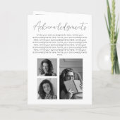 Programme funéraire moderne - Carte commémorative (Dos)