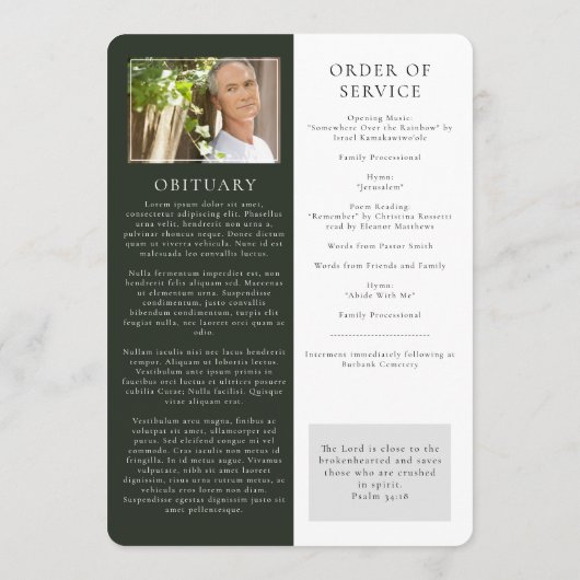 Programme funéraire moderne de Loving Memory (Dos)