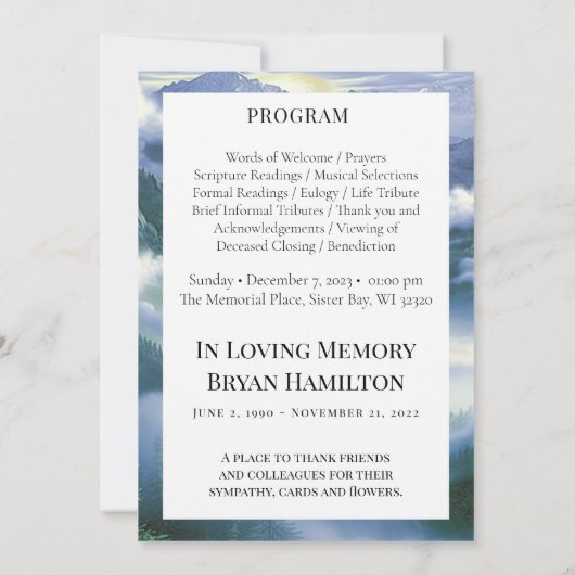 Programme funéraire nuageux de l'aquarelle naturel (Dos)