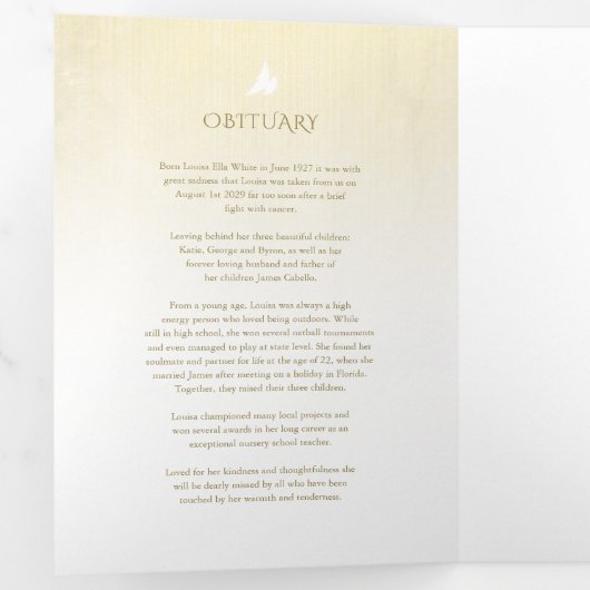 Programme funéraire ordre de service crème rose (Intérieur en premier)