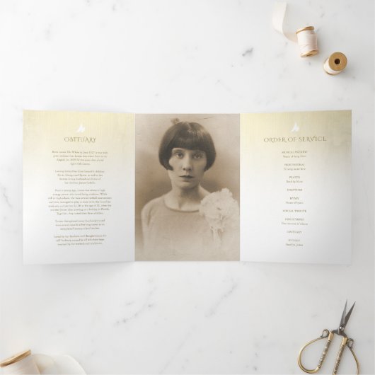 Programme funéraire ordre de service crème rose (Intérieur)