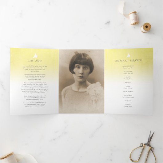 Programme funéraire ordre de service rose jaune (Intérieur)