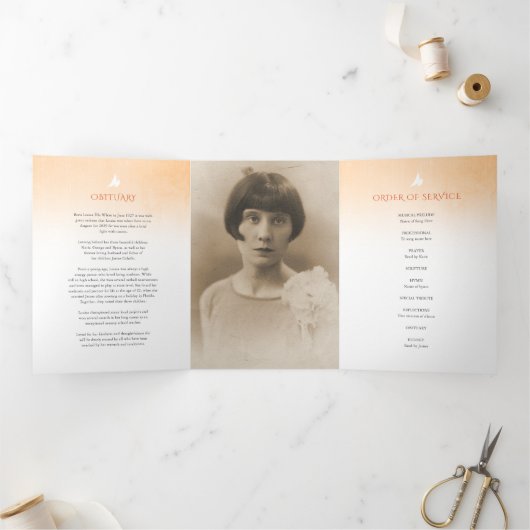 Programme funéraire ordre de service rose orange (Intérieur)