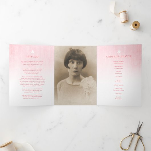 Programme funéraire ordre de service rose rose ros (Intérieur)