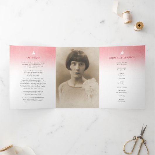 Programme funéraire ordre de service rose rouge (Intérieur)