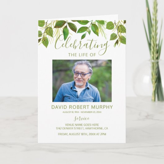 Programme funéraire | Ordre moderne du service (Devant)