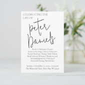 Programme funéraire personnalisé moderne en noir e (Debout devant)