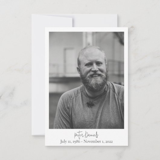 Programme funéraire personnalisé moderne en noir e (Dos)