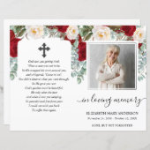 Programme funéraire photo couleur rouge florale (Devant / Derrière)