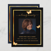 Programme funéraire photo de papillons en or noir (Devant / Derrière)