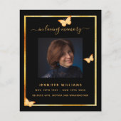 Programme funéraire photo de papillons en or noir (Devant)