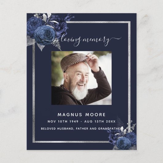 Programme funéraire photo en argent de la marine b (Devant)