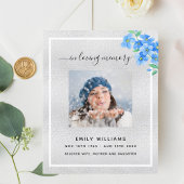 Programme funéraire photo florale bleu argenté