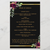 Programme funéraire photo florale en or noir borde (Dos)