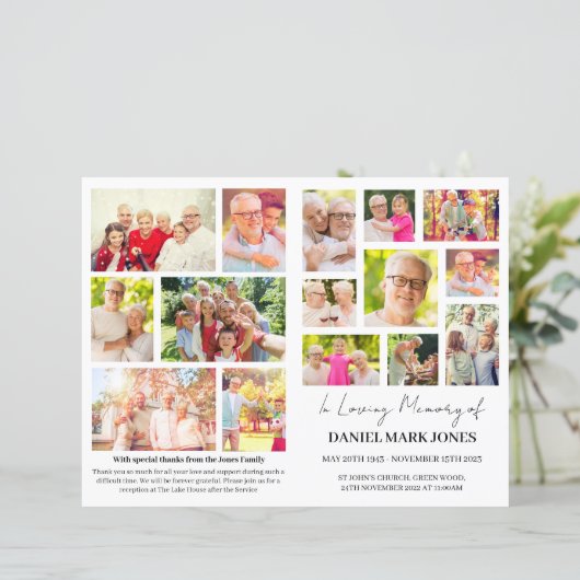 Programme funéraire photo moderne pour hommes (Debout devant)