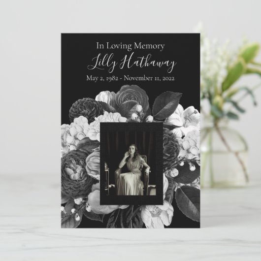 Programme funéraire photo noir et blanc (Debout devant)