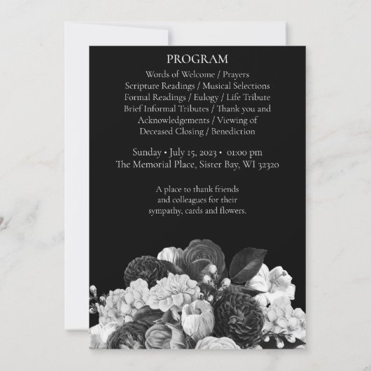 Programme funéraire photo noir et blanc (Dos)
