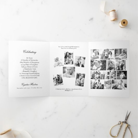 Programme funéraire photo simple noir et blanc (Intérieur)