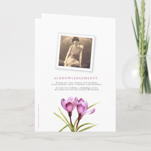 Programme funéraire photos d'aquarelle de crocus v (Dos)