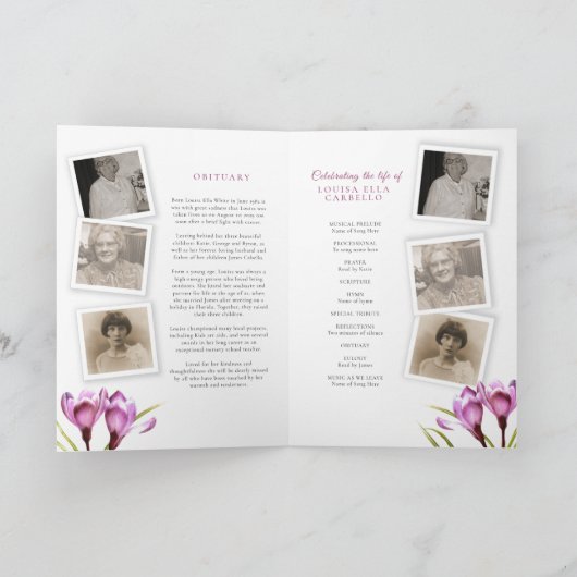 Programme funéraire photos d'aquarelle de crocus v (Intérieur)